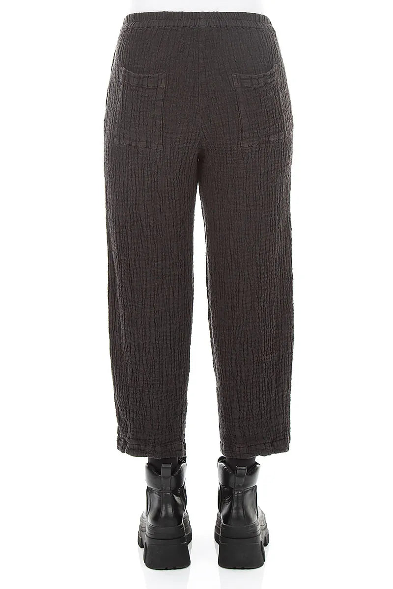 Charcoal Textured Linen Trousers