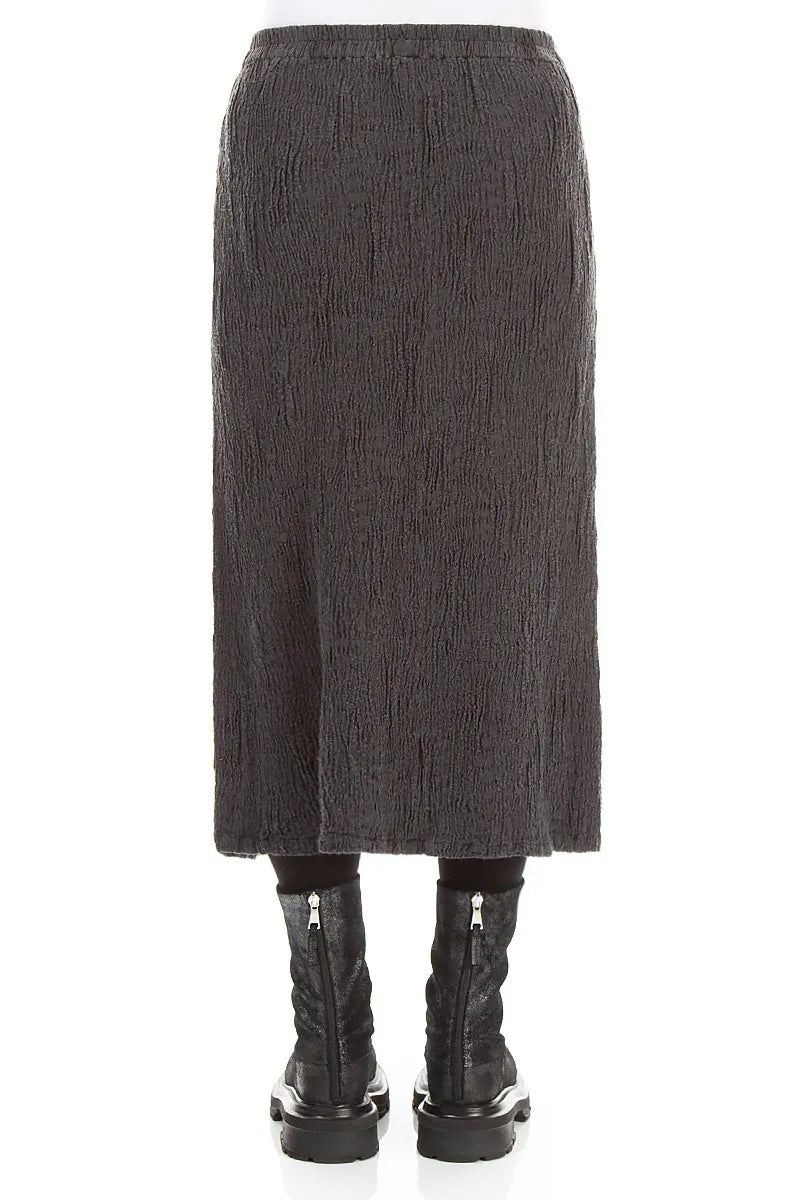 Charcoal Textured Silk Linen Pencil Skirt
