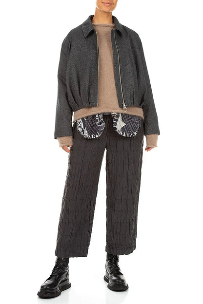 Charcoal Wool Bomber Jacket 5