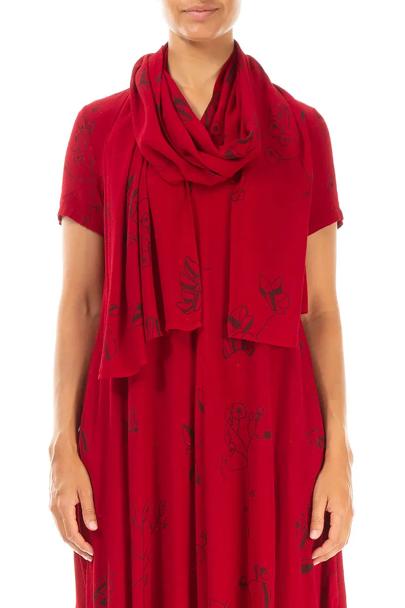 Écharpe Botanica en viscose rouge cerise