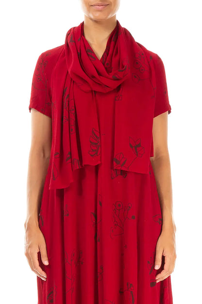 Écharpe Botanica en viscose rouge cerise
