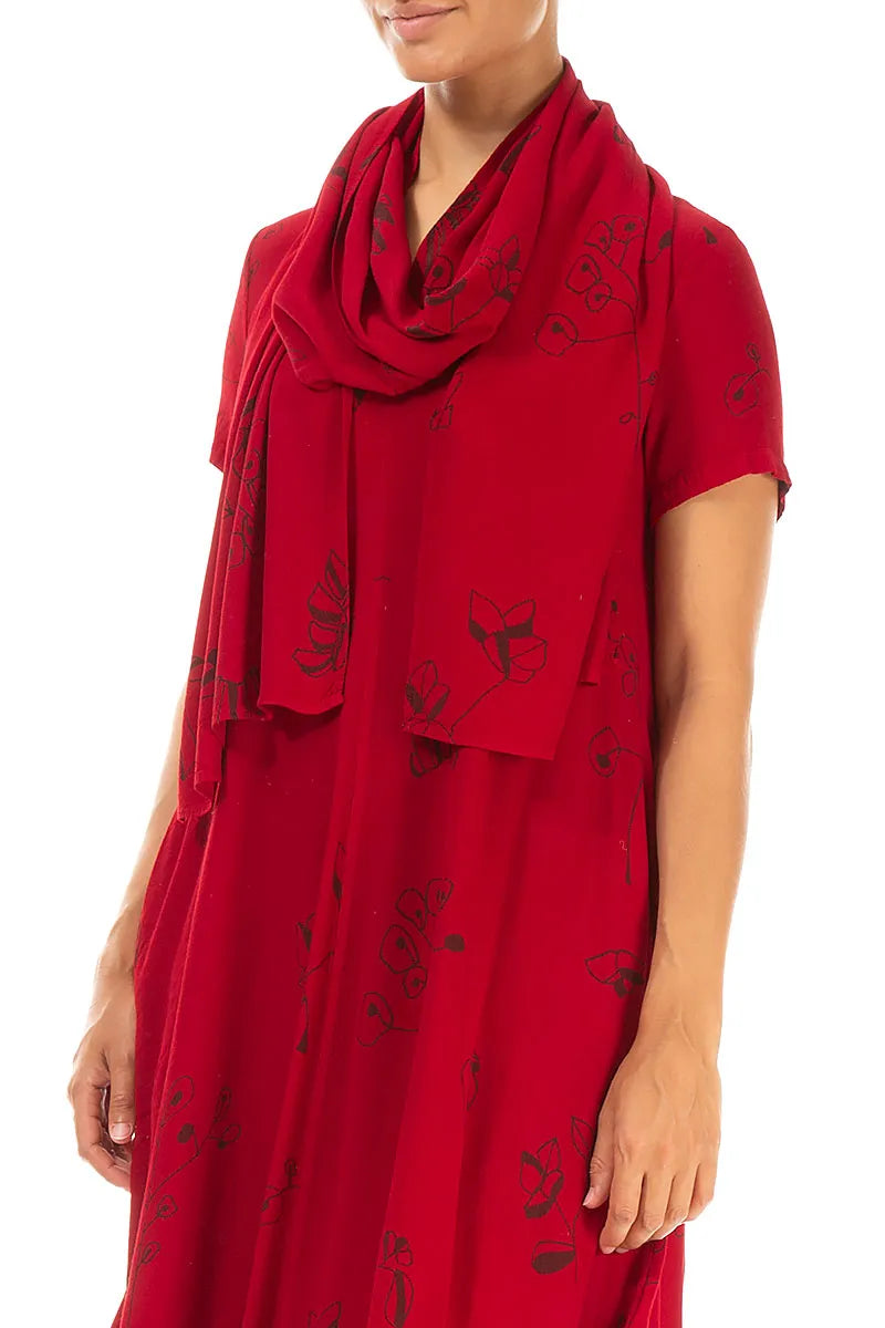 Écharpe Botanica en viscose rouge cerise