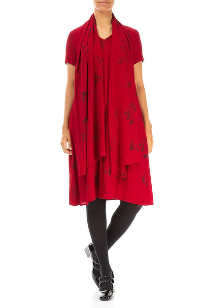 Écharpe Botanica en viscose rouge cerise