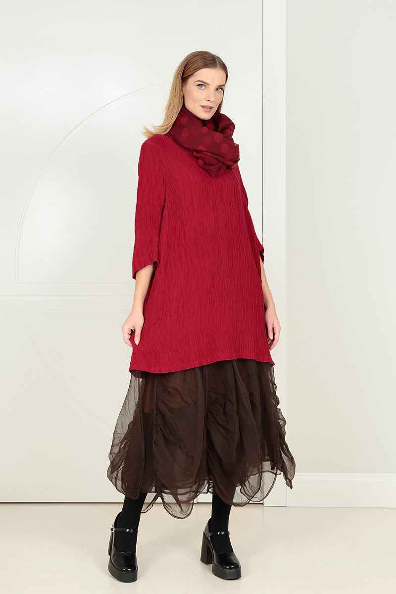 Cherry Red Bubbles Silk Scarf 4