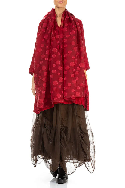 Cherry Red Bubbles Silk Scarf 2