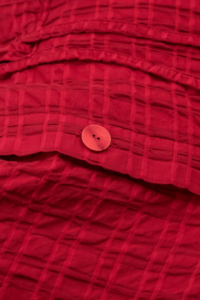 Cherry Red Checkered Linen Cotton Jacket 5