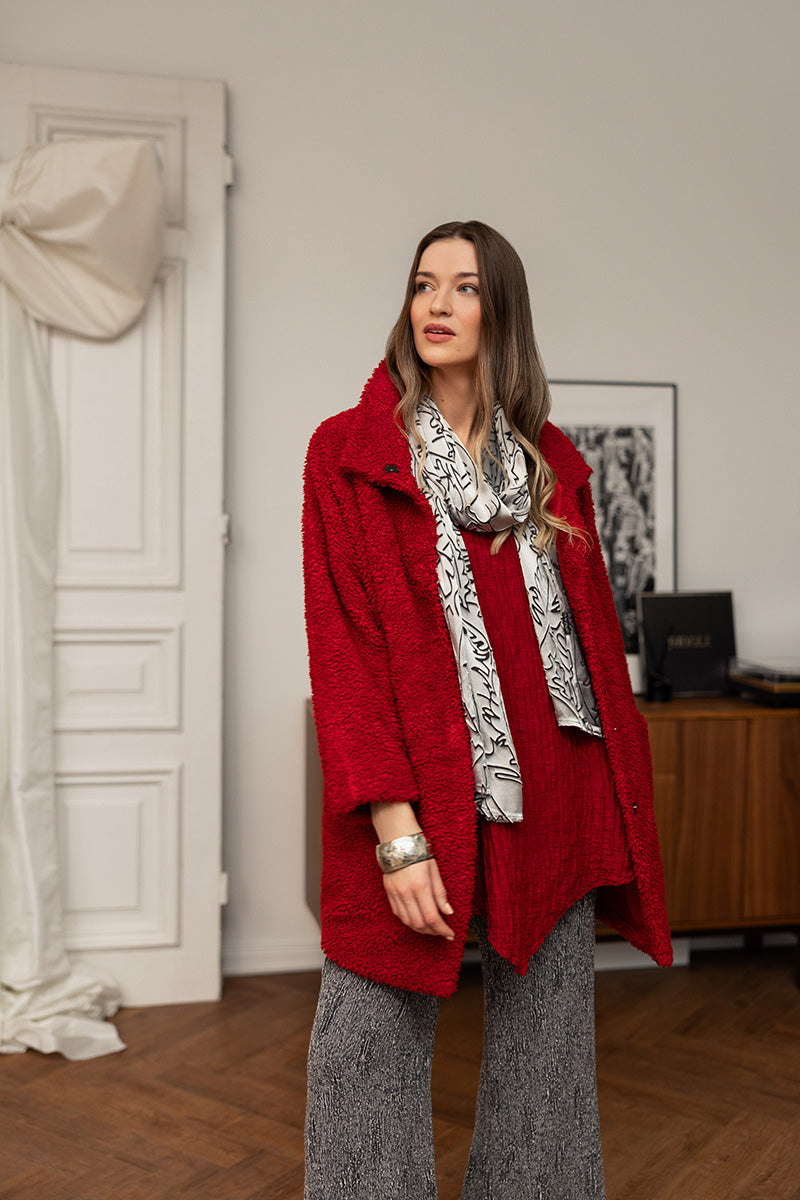 Cherry Red Teddy Cotton Coat 6