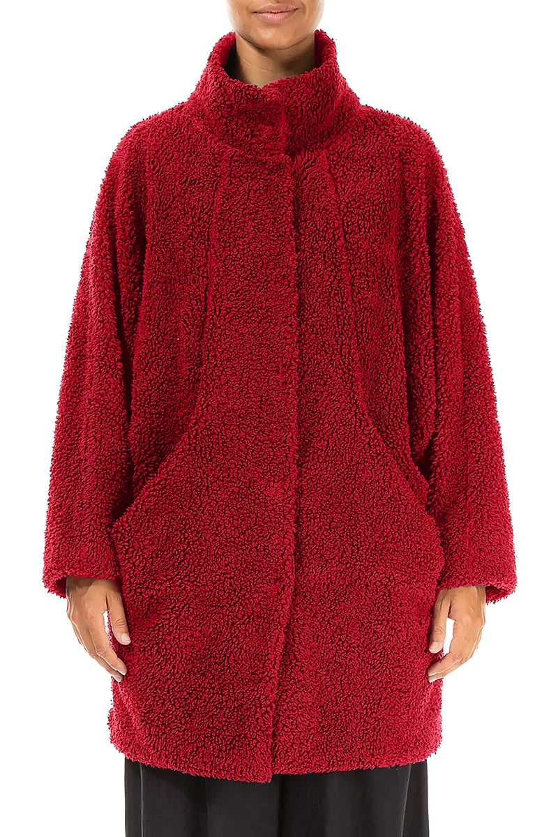Cherry Red Teddy Cotton Coat 1
