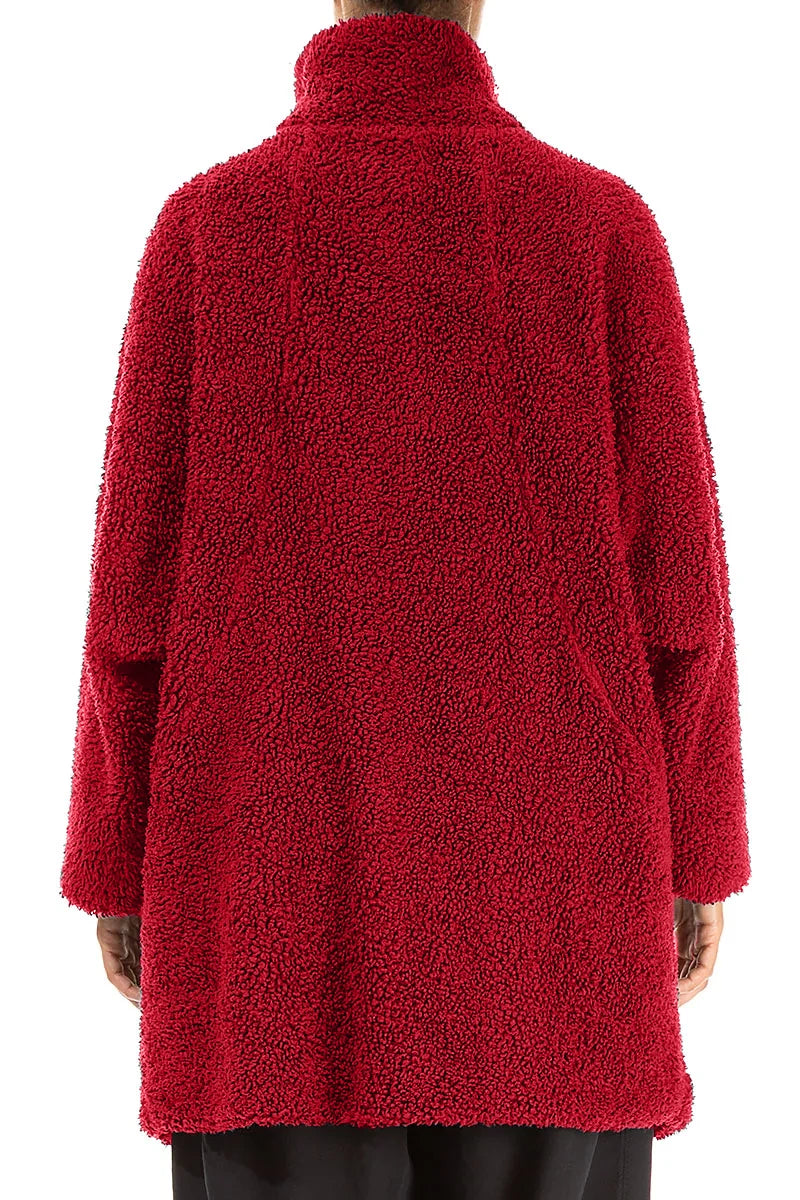 Cherry Red Teddy Cotton Coat 2