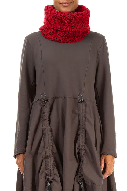 Cherry Red Teddy Cotton Infinity Scarf