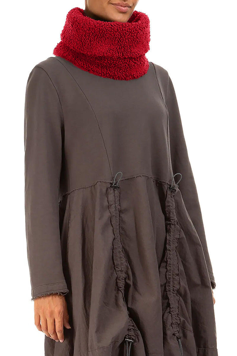 Cherry Red Teddy Cotton Infinity Scarf