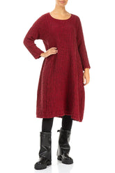 Cherry Red Textured Linen Dress 4