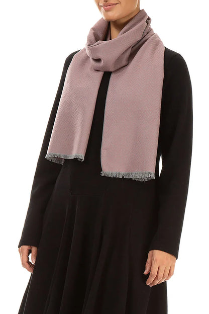 Chevron Pattern Pastel Pink Mulberry Silk Scarf 3