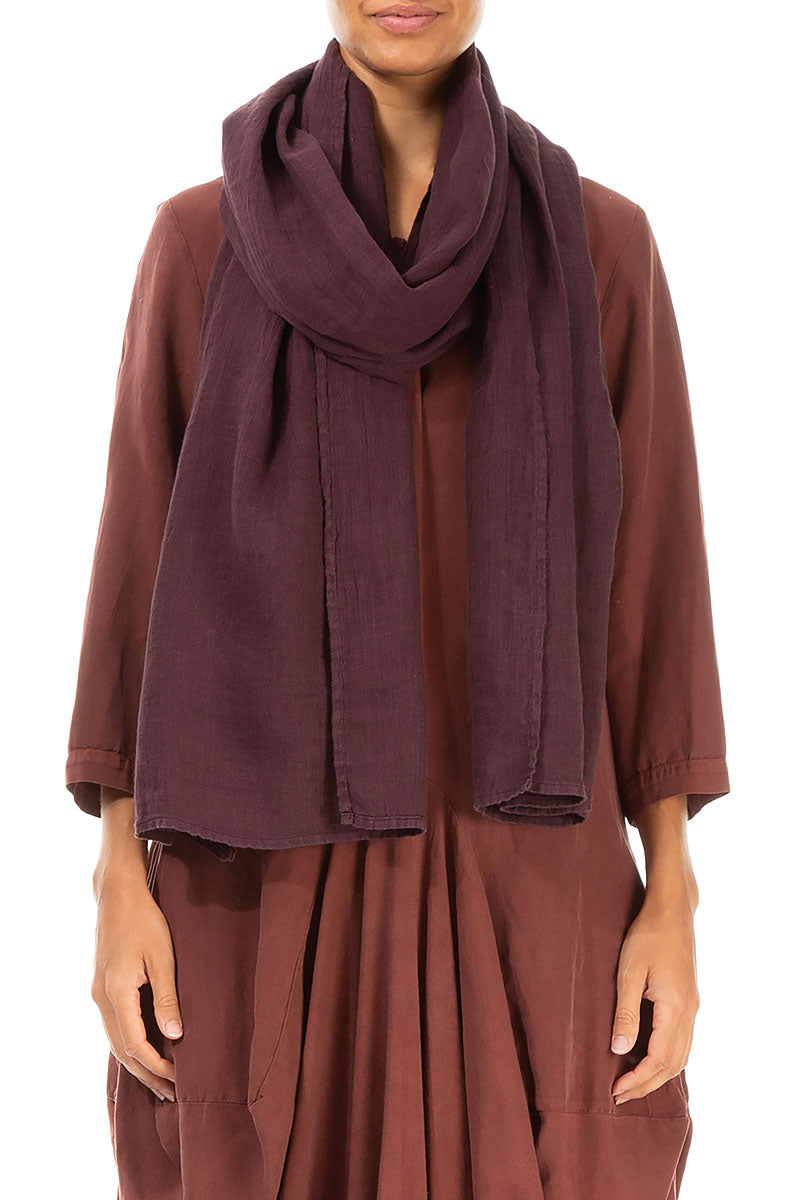 Burgundy Soft Gauze Linen Scarf 1