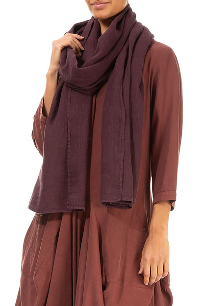 Burgundy Soft Gauze Linen Scarf 3