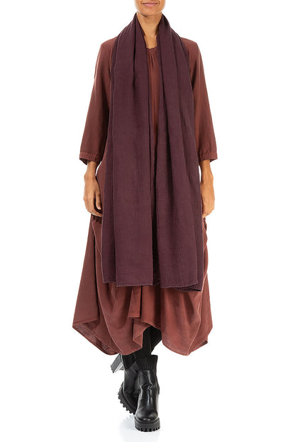Burgundy Soft Gauze Linen Scarf 2