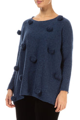 Christmas Pom-Pom Blue Wool Sweater 3