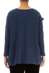 Christmas Pom-Pom Blue Wool Sweater 2