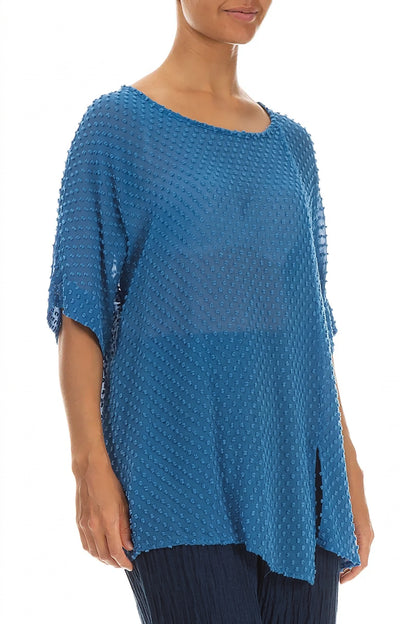 Cobalt Blue Dotty Silk Blouse 3