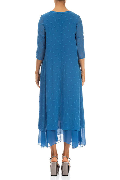 Cobalt Blue Dotty Silk Dress 2