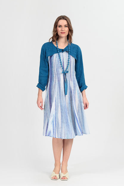 Veste superposée en lin de gaze bleu cobalt