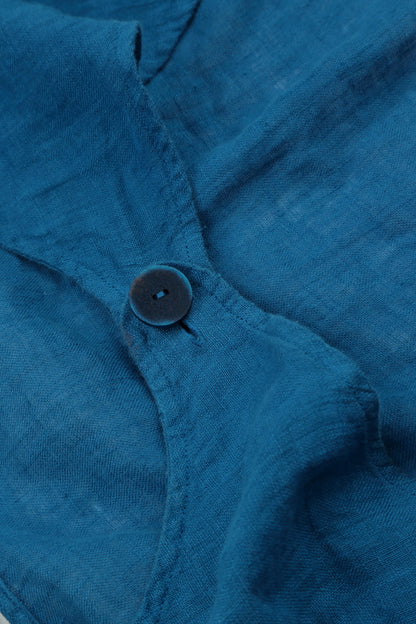 Veste superposée en lin de gaze bleu cobalt