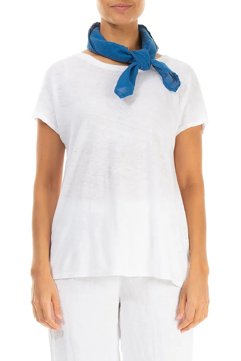 Kobaltblauer Leinen-Gaze-Schal