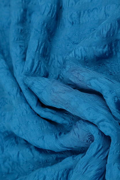 Cobalt Blue Light Textured Silk Scarf 4