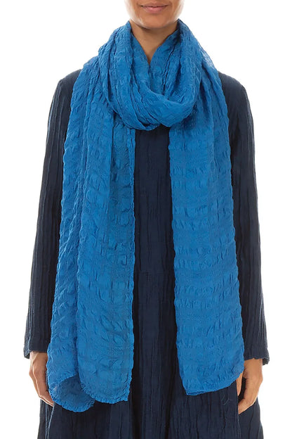 Cobalt Blue Light Textured Silk Scarf 1