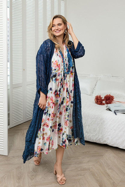 Cobalt Blue Silk Fine Bead Necklace 2