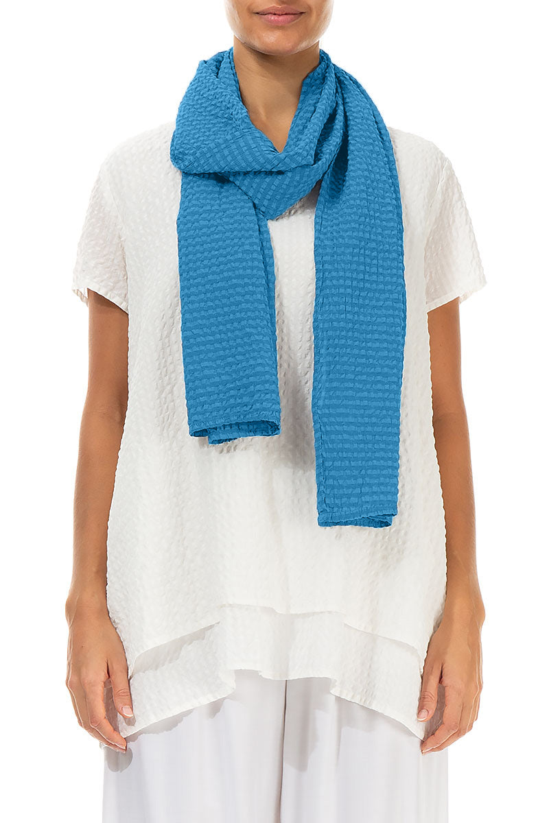 Cobalt Blue Textured Silk Scarf 1