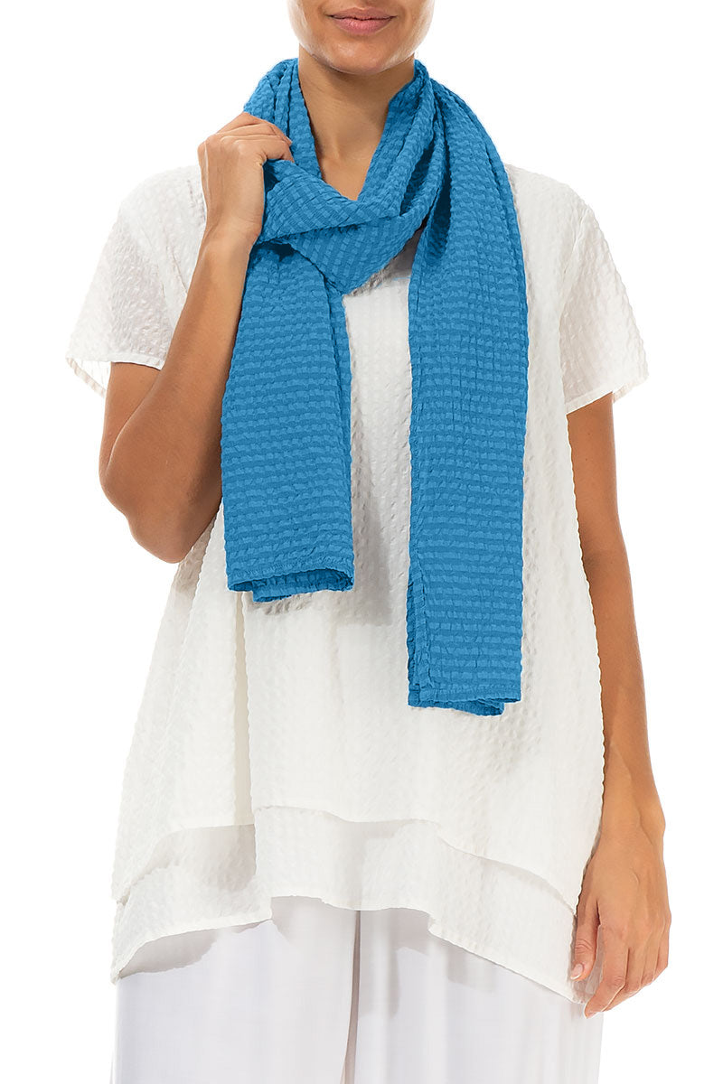 Cobalt Blue Textured Silk Scarf 3