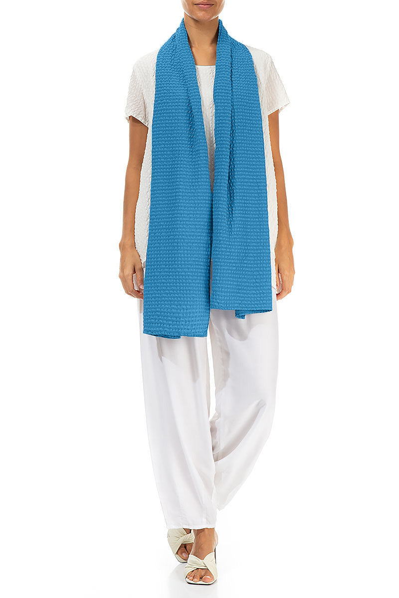 Cobalt Blue Textured Silk Scarf 2