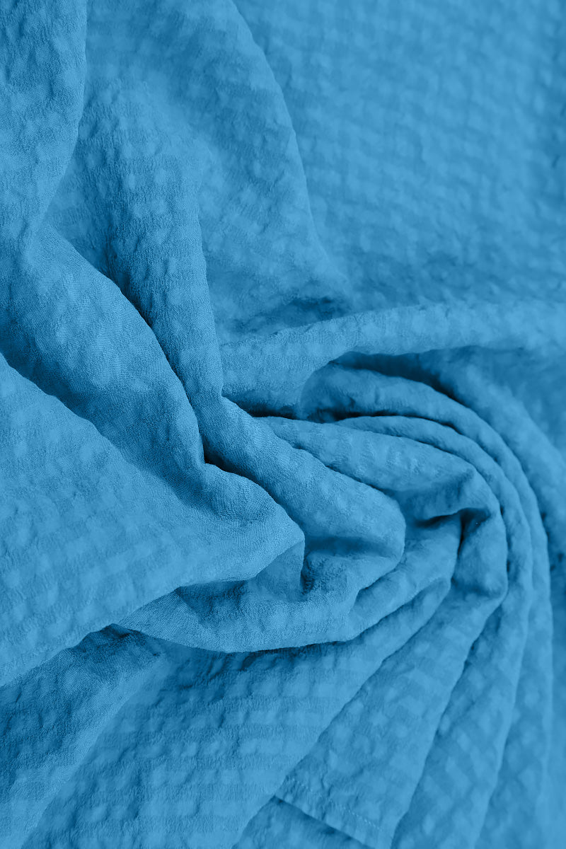 Cobalt Blue Textured Silk Scarf 4
