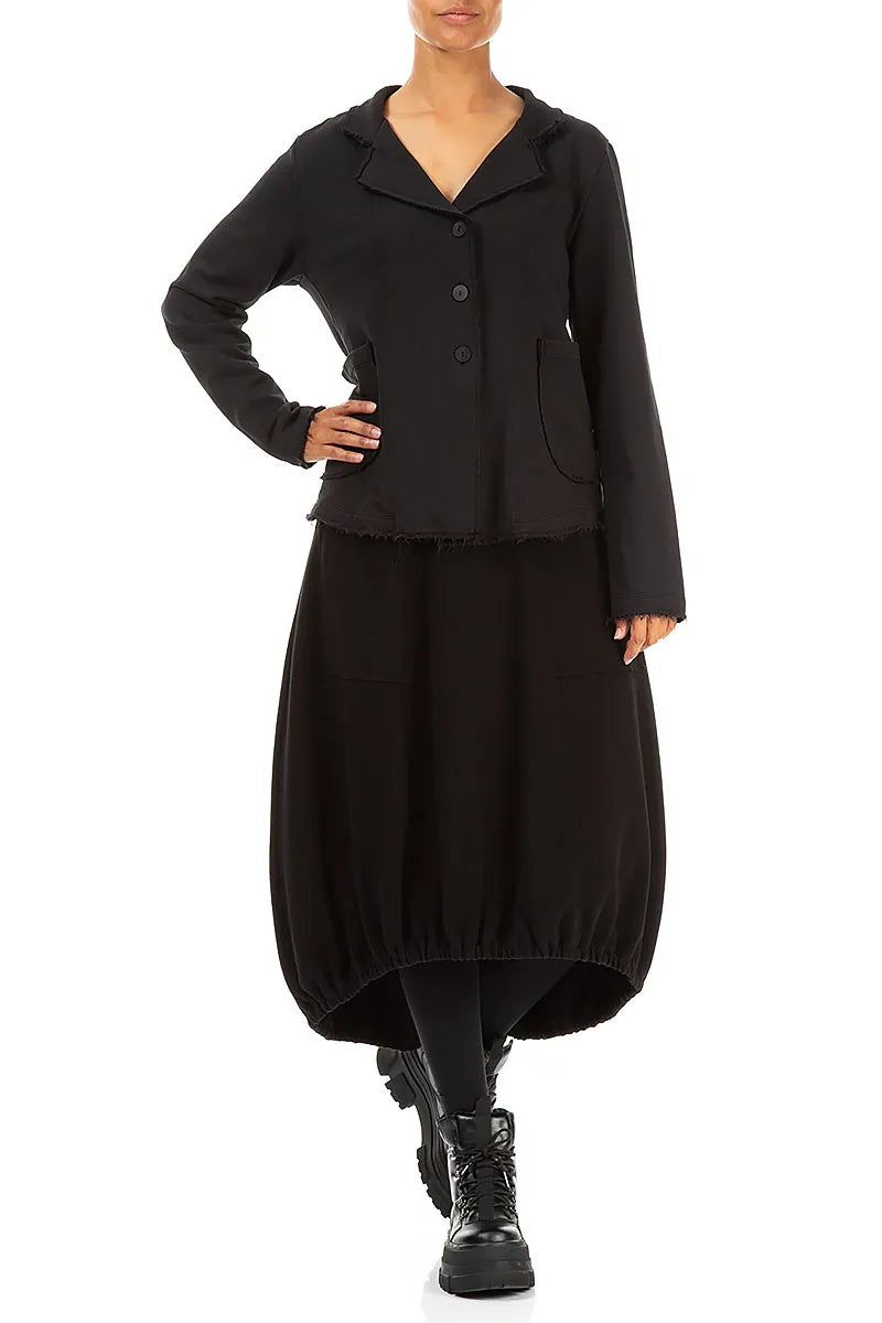Collar Black French Terry Cotton Jacket 4