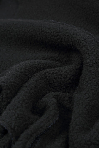 Collar Black Plush Wool Cotton Shirt 5