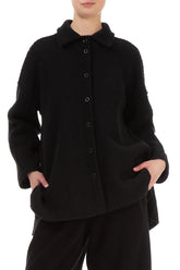Collar Black Plush Wool Cotton Shirt 3