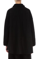 Collar Black Plush Wool Cotton Shirt 2