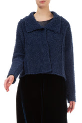 Collar Blue Violet Alpaca Wool Cardigan 3
