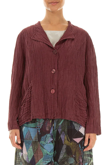 Veste en soie froissée antique rubis à col