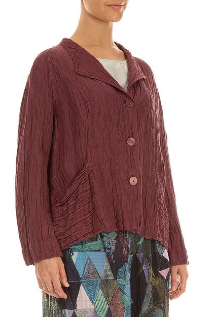 Veste en soie froissée antique rubis à col
