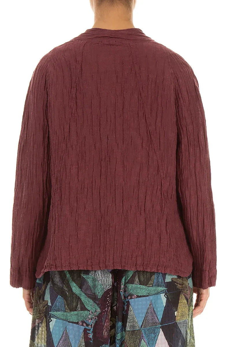 Veste en soie froissée antique rubis à col