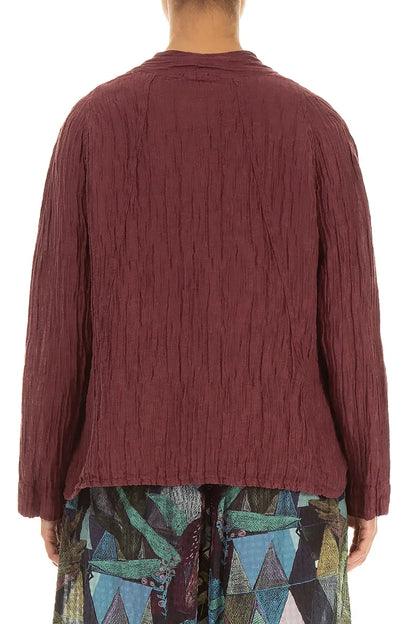 Veste en soie froissée antique rubis à col