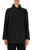 Collar Crinkled Black Silk Linen Jacket 1