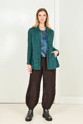 Collar Crinkled Peacock Silk Linen Jacket 6