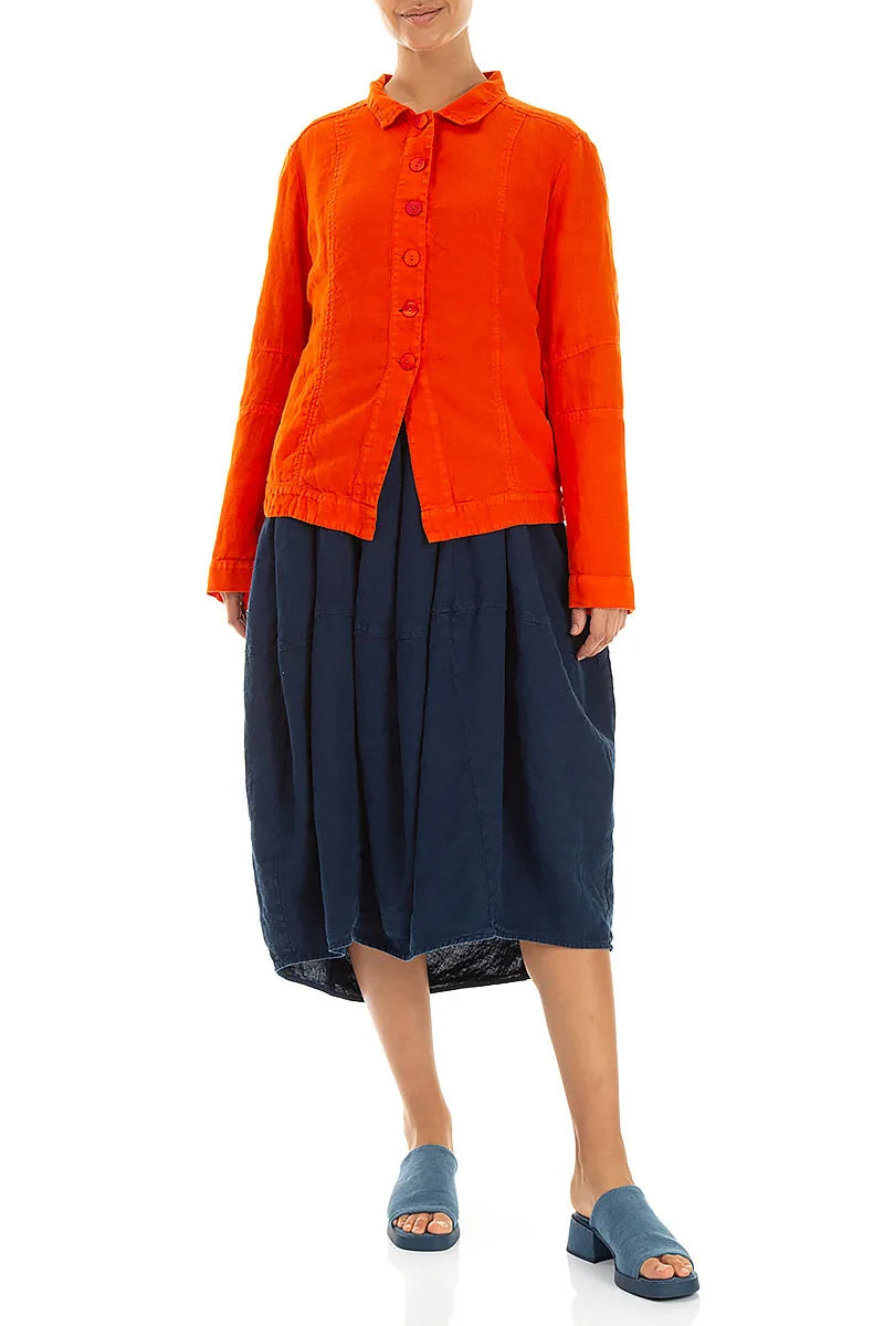 Collar Flame Orange Linen Jacket