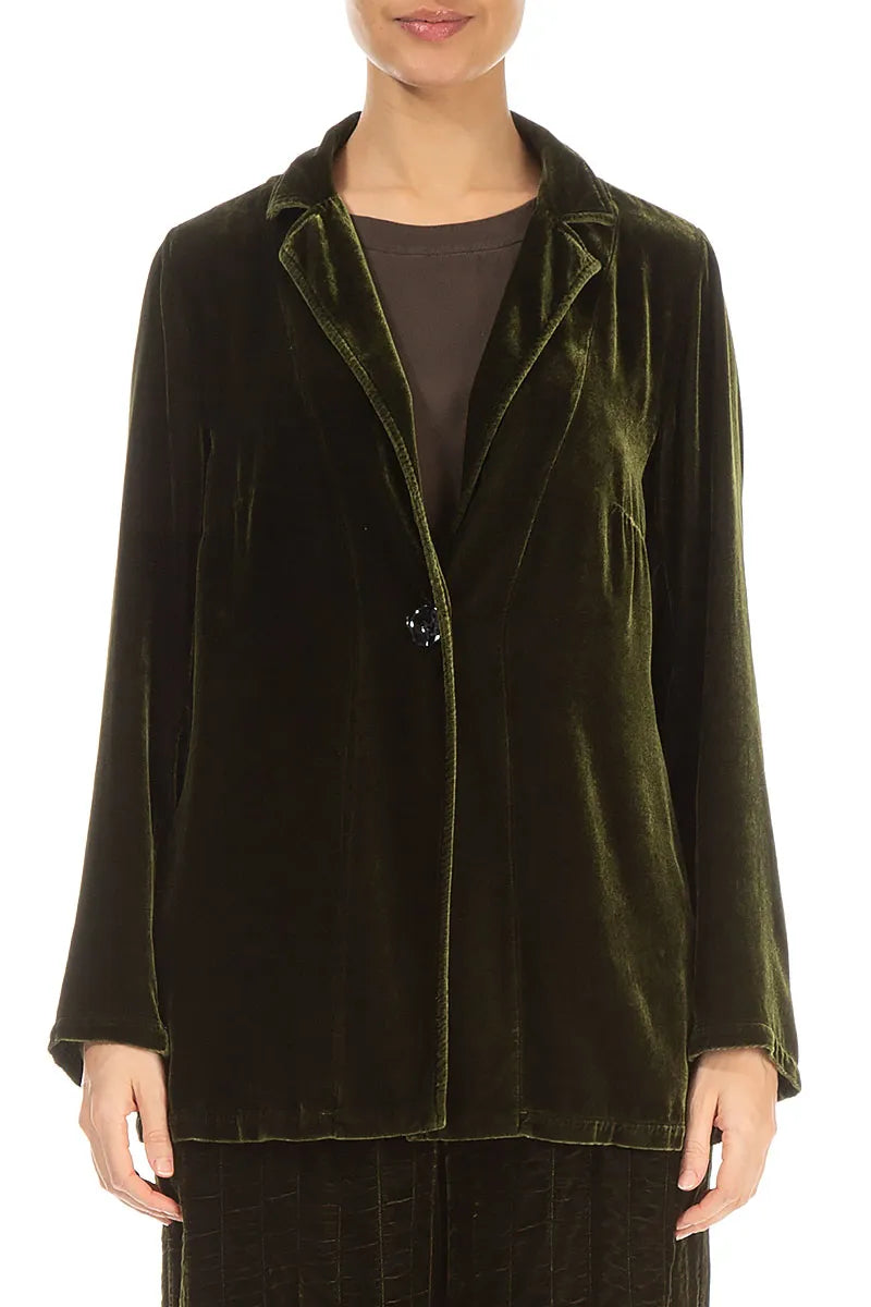 Collar Forest Mist Silk Velvet Jacket