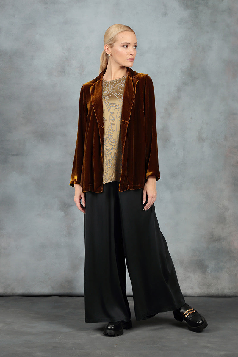 Collar Golden Olive Silk Velvet Jacket 6