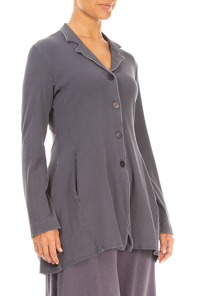 Collar Graphite Old Dye Cotton Jacket 3