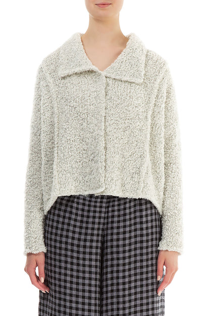 Collar Mélange Ivory Alpaca Wool Cardigan 1